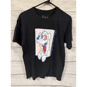 Men’s ZUMIEZ A-Lab ALWAYS WORSE Graphic T-Shirt Black Double Sided Dog Medium